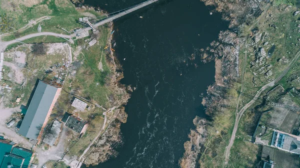 Vista Aerea Del Fiume Ros Kayak Ponte Paesaggio Natura Ucraina — Foto Stock