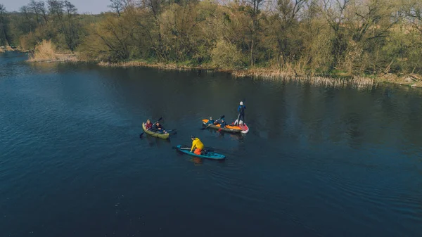 River Ros April 2018 Deshki Ukraine Travels Sup Kayak Aerial — Stock Photo, Image