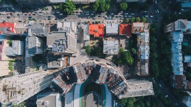 Binaların havadan görünümü. Yaz. Bir gün. Kiev. Ukrayna.