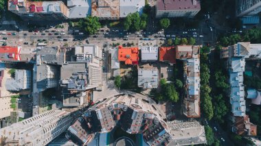 Binaların havadan görünümü. Yaz. Bir gün. Kiev. Ukrayna.