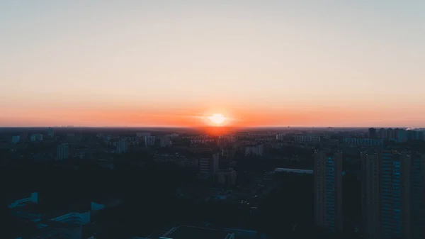 Pôr Sol Vista Aérea Céu Está Nas Nuvens — Fotografia de Stock