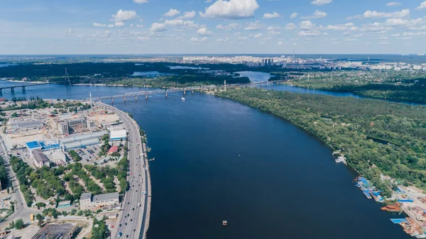 Zona Postal Junio 2017 Kiev Ucrania Río Dniéper Vista Aérea —  Fotos de Stock