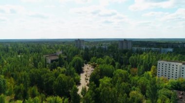 Çernobil yakınlarındaki Pripyat şehrindeki dönme dolabın hava görüntüsü.