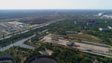 Aerial view of Chernobyl nuclear power plant territory