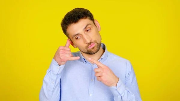 Call me. Handsome bearded man flirts and asks to call him back — Stock Photo, Image