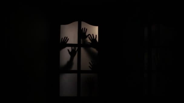 Very Scary Silhouettes Shadows Hands Fingers Silhouettes Shadows — Stock Video