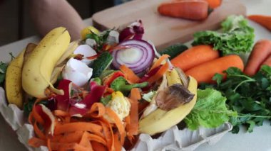 Geri Dönüşüm Kutusu'nu evde mutfak artıkları. Organik Mutfak atıkları kompostlama için toplandı