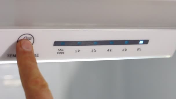 Frigorífico Ajustando Controles Temperatura Temperatura Baixa — Vídeo de Stock