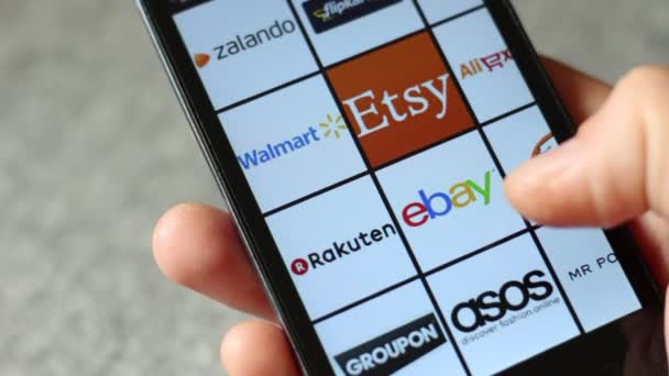 Aliexpress Comercio Móvil Amazon Ebay Alibaba Asos Zalando Walmart Rakuten — Vídeo de stock