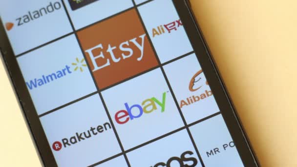 速卖通 网上购物 亚马逊 Ebay 阿里巴巴 速卖通 Asos Zalando 沃尔玛 Groupon — 图库视频影像