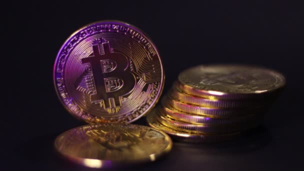 Bitcoin Cryptocurrency 金のコイン — ストック動画