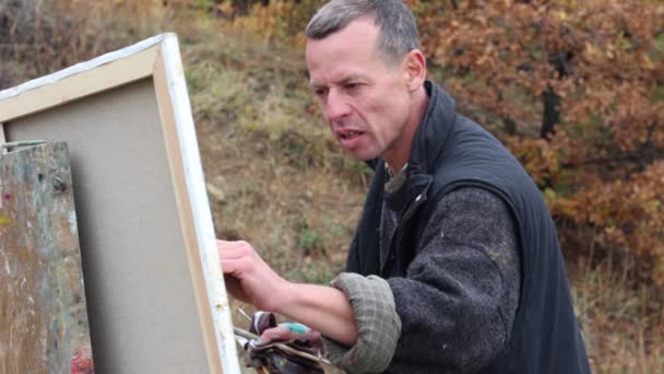 Artiste Professionnel Peint Tableau Sur Toile — Video