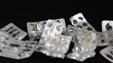 Boş blister paketleri. Sağlık ve tıp bağımlılık kavramı