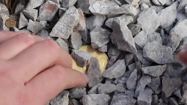 比特币挖掘 一个有真石头的矿井 Cryptocurrency 矿业理念 — 图库视频影像