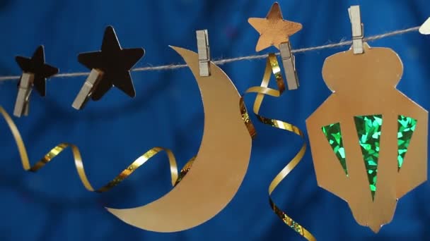 Ramadan Måne Och Stjärnor Dekorationer Diy Ramzan Decor — Stockvideo