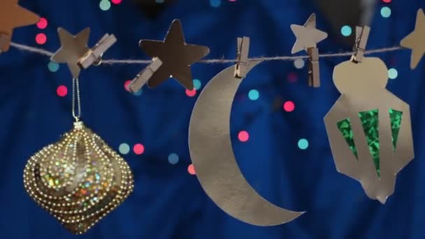 Artesanía Ramadán Ramadan Kareem Banner Celebración Musulmana — Vídeos de Stock