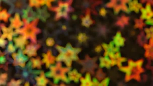 Дефокусований Голографічний Фон Веселки Неоновий Розмиті Блискучі Багатобарвні Золоті Зірки — стокове відео