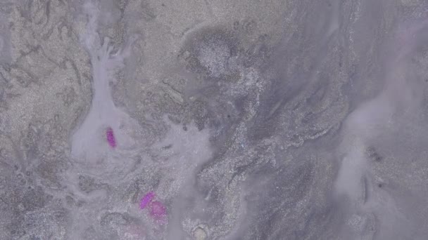 Блискучі Рожеві Сірі Сріблясті Кольори Абстрактний Рух Фарби Рух Флюїдів — стокове відео