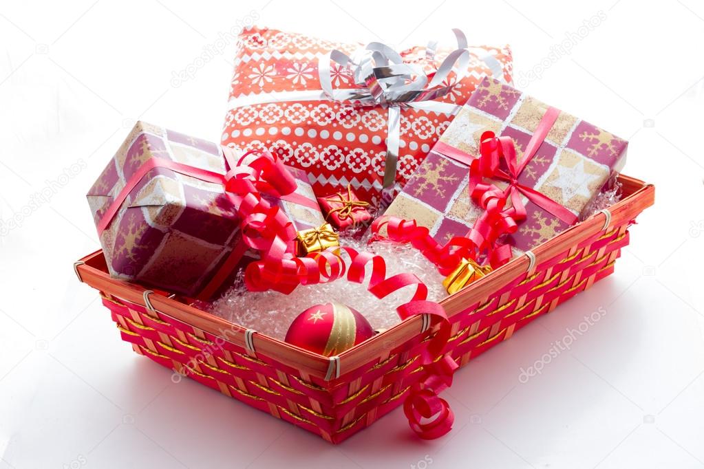 Basket with Christmas gifts