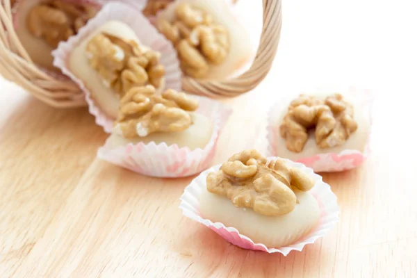 Walnuts with almond paste — Stock Photo, Image