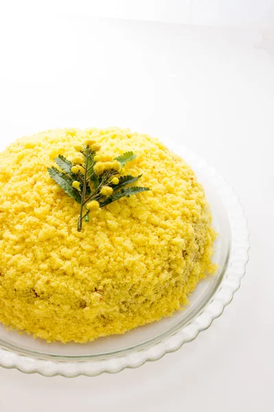 Tarta de mimosa tradicional para el Día de la Madre — Foto de Stock