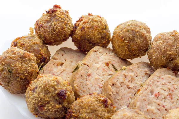 Fried meat meatballs in oil — Stock Photo, Image