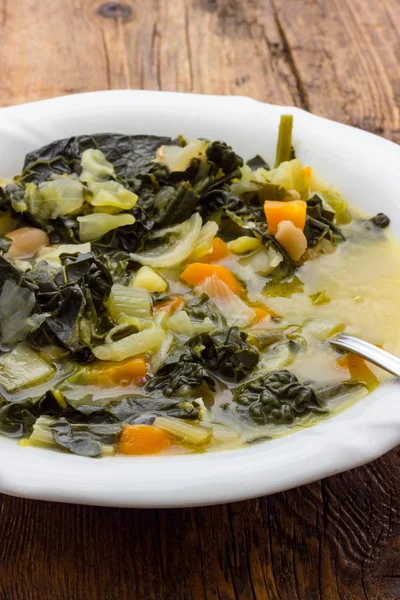 Vegetable soup into large pieces — Stock Photo, Image