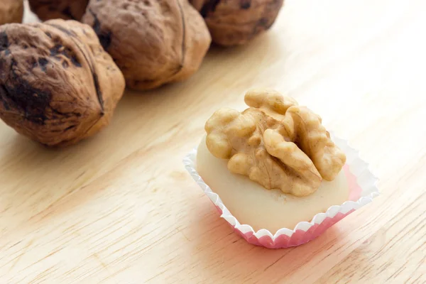 Walnuts with almond paste — Stock Photo, Image