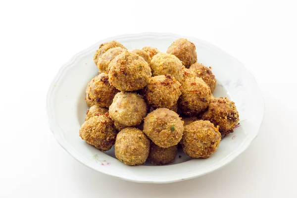 Fried meat meatballs in oil — Stock Photo, Image