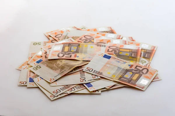 Hromádky bankovek 50 Euro — Stock fotografie