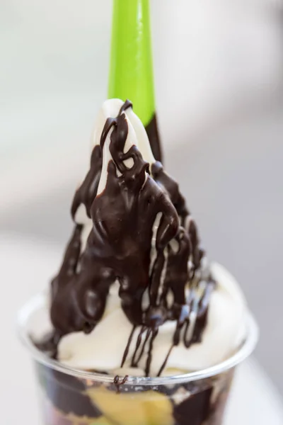 Yoghurt en chocolade ijs — Stockfoto