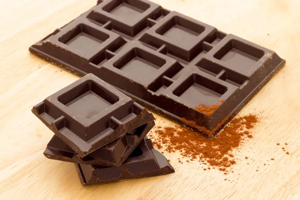 Cubes of dark chocolate — Stock Photo, Image