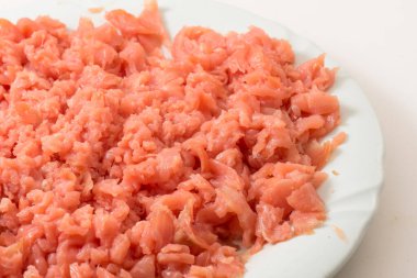 Doğranmış somon lezzetli görünümü