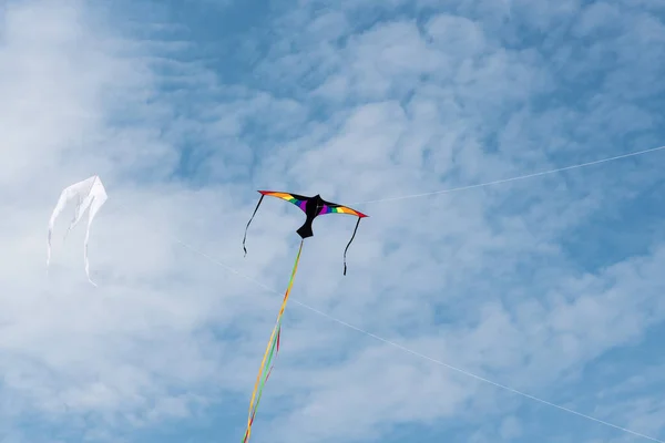 Pipas com céu azul e nuvens brancas — Fotografia de Stock