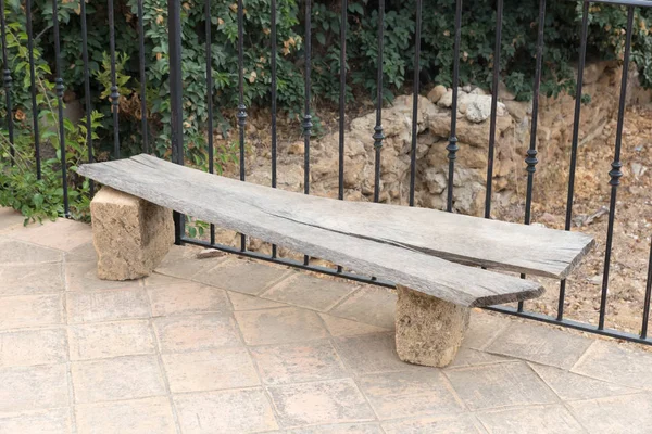 Rustic bench  Sicilian view — Stock Photo, Image