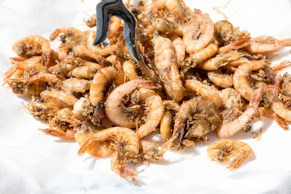 Смачні смажені креветки вид — стокове фото