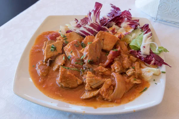 Stew with tomato sauce and onion — Stock Photo, Image