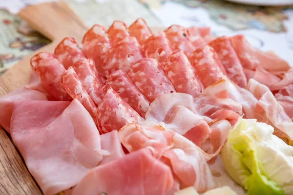 Salami Mortadella Con Tocino Queso — Foto de Stock