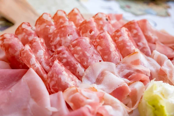 Mortadella Salami Bacon Cheese — Stock Photo, Image