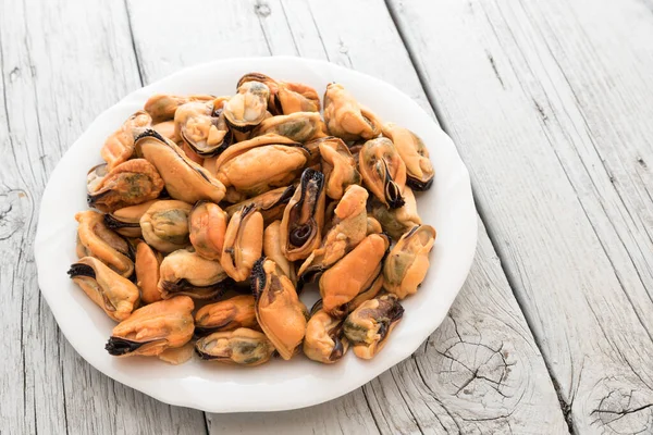 Cozze Saporite Senza Cappuccio — Foto Stock