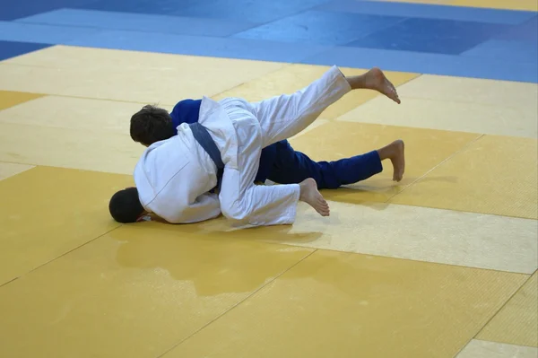 Dois judoca no tatami . — Fotografia de Stock