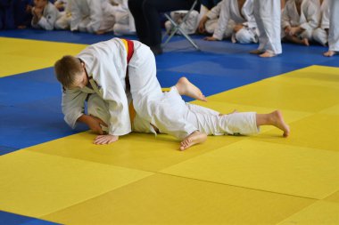 Orenburg, Rusya Federasyonu - 05 Kasım 2016: Boys rekabet Judo