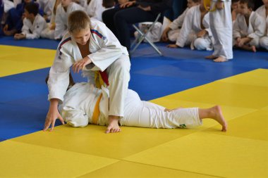 Orenburg, Rusya Federasyonu - 05 Kasım 2016: Boys rekabet Judo
