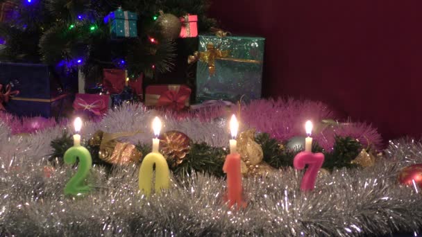 Velas de árbol de Navidad — Vídeos de Stock