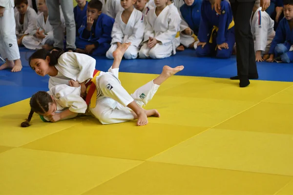 Orenburg, Rusia - 05 de noviembre de 2016: Las niñas compiten en Judo —  Fotos de Stock