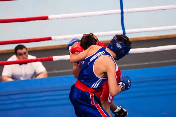 Orenburg, Russia - 28 April 2016: Boys boxers compete — Stock Photo, Image