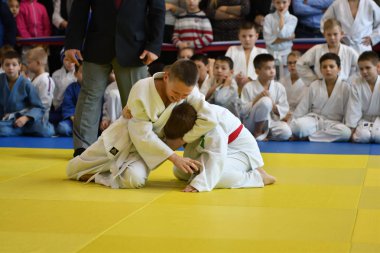 Orenburg, Rusya Federasyonu - 05 Kasım 2016: Boys rekabet Judo