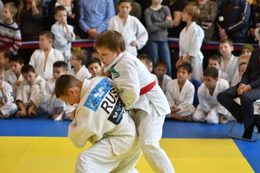 Orenburg, Rusya Federasyonu - 05 Kasım 2016: Boys rekabet Judo