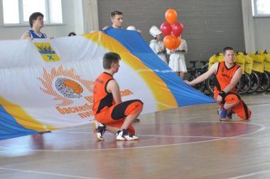 Orenburg, Rusya Federasyonu - 15 Mayıs 2015: Boys oyun Basketbol 