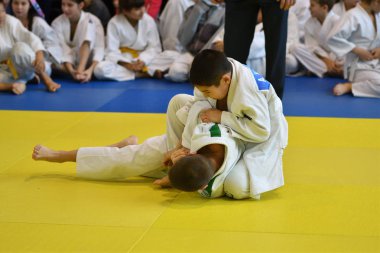 Orenburg, Rusya Federasyonu - 05 Kasım 2016: Boys rekabet Judo 